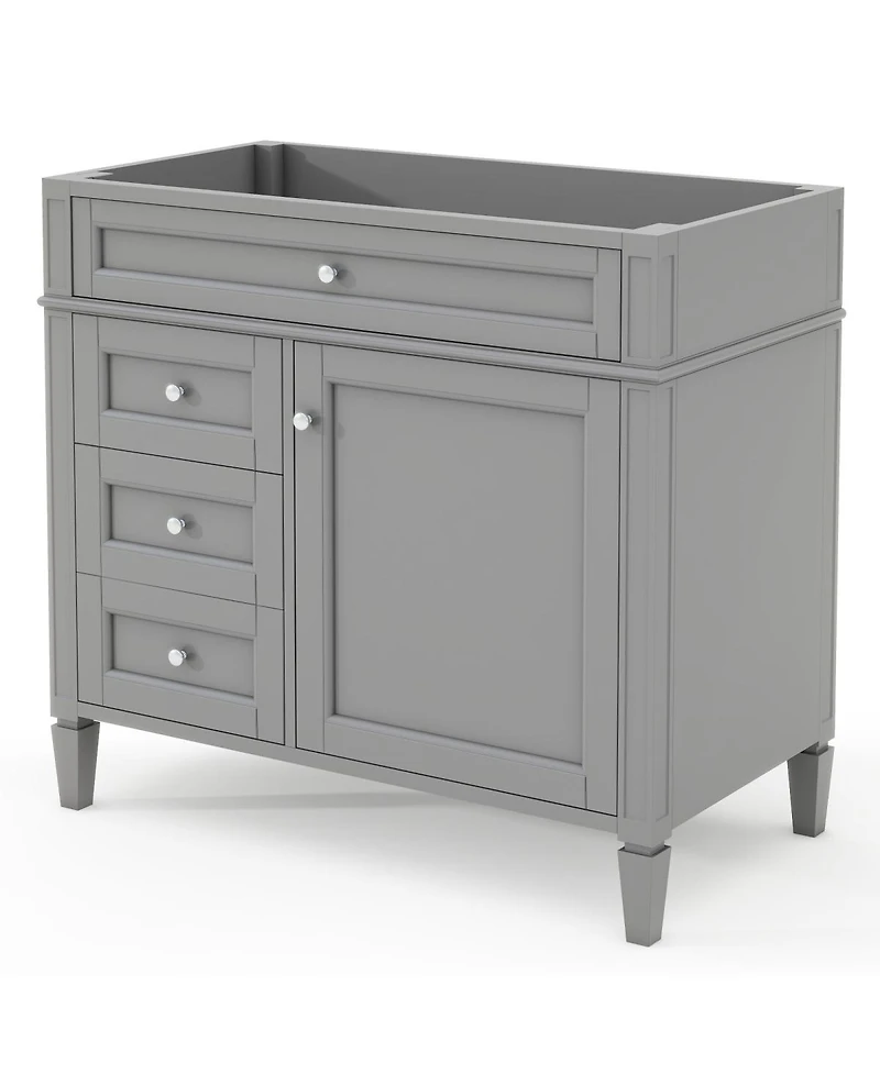 Sillysis Bathroom Vanity without Top Sink, Soft Close Drawers, Adjustable Shelf and Door Organizer for Small