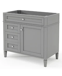 Sillysis Bathroom Vanity without Top Sink, Soft Close Drawers, Adjustable Shelf and Door Organizer for Small