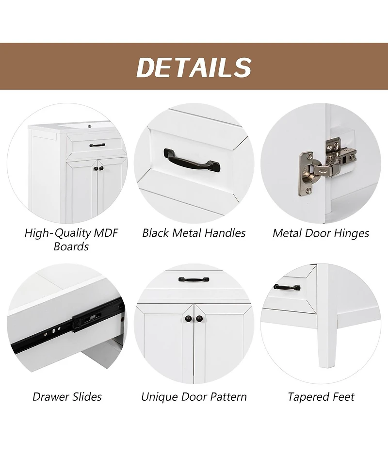 Sillysis 36 Inch Modern Bathroom Vanity Base without Top Sink, Solid Wood and Mdf Cabinet with Drawers, Freestanding Storage for Small Spaces.