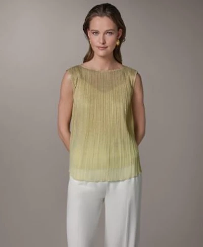 Donna Karan New York Womens Pleated Boat Neck Top