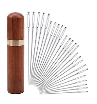 Gnuadz 25pcs Hand Sewing Big Eye Needles Solid Wood Case
