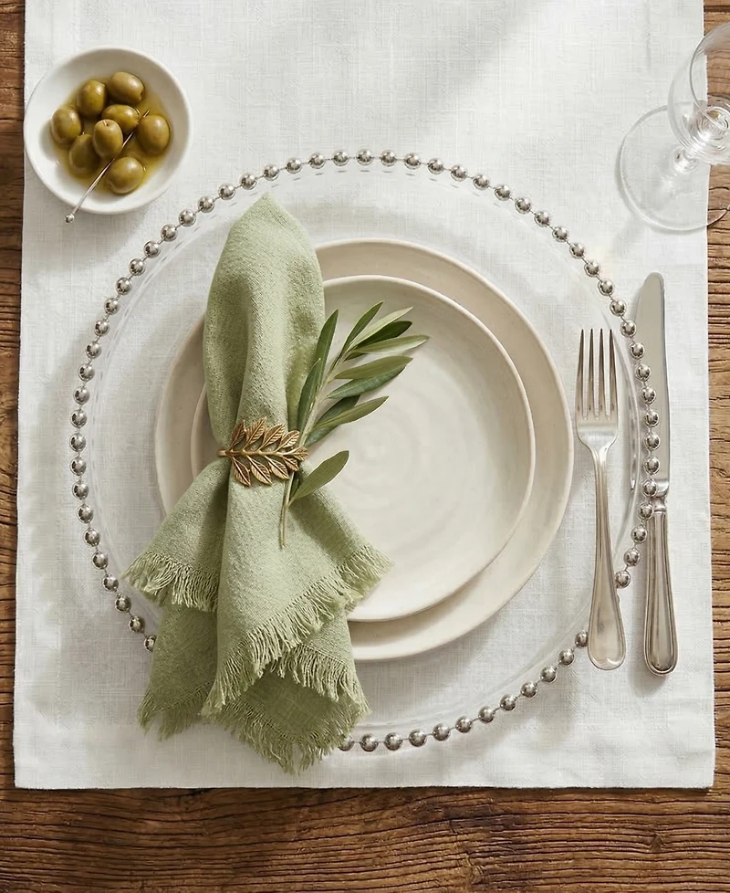 Jay Import American Atelier Glass Silver Beaded Charger Plate