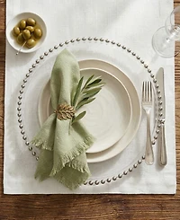 Jay Import American Atelier Glass Silver Beaded Charger Plate