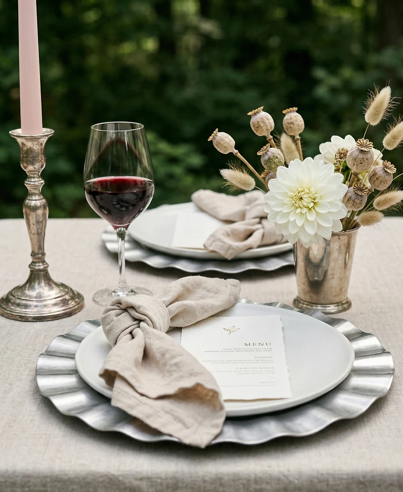 American Atelier Round Ruffled Charger Plate 12 Piece Dinnerware Set, Service for 12