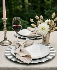 American Atelier Round Ruffled Charger Plate 12 Piece Dinnerware Set, Service for 12