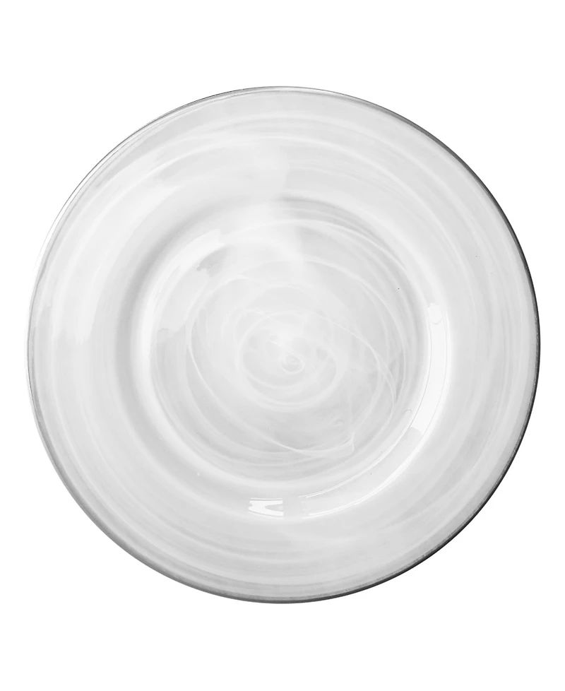 American Atelier Alabaster Silver Glass Charger Plates, Set of 4