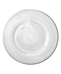 American Atelier Alabaster Silver Glass Charger Plates, Set of 4