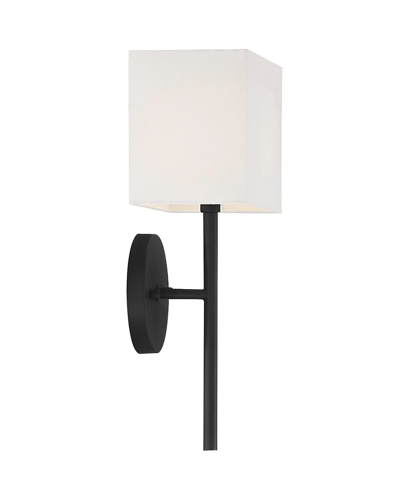 Possini Euro Design Favreau Modern Wall Light Sconces Set of 2 Hardwire 8" Fixture Rectangular Linen Shade for Bedroom Reading Living Room House