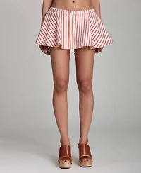 Avec Les Filles Women's Striped Drawstring Mini Skort