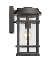 John Timberland Neri Mission Industrial Outdoor Wall Light Fixtures Set of 2 Oil Rubbed Bronze 12 1/2" Clear Seedy Glass for Exterior