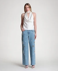Avec Les Filles Women's Long Tie Halter Top