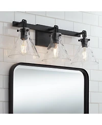 Possini Euro Design Ishii 26" High 3 Light Bathroom Vanity Wall Lamp Light Fixture Mount Over The Sink Mirror Matte
