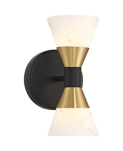 Possini Euro Design Possini Euro Domino 9 1/2"H and Brass 2-Light Wall Sconce