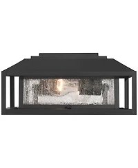 John Timberland Gregor 6" High Modern Outdoor Pier Mount Light Fixture Porch House Set of 2 Weatherproof Black Seeded Glass Shade