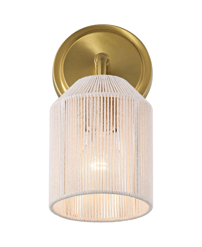 Possini Euro Design Jacob 11" High Modern Wall Sconce Light Lamp Fixture Mount Set of 2 Bathroom Hardwired Natural Rope Shade