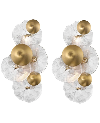 Possini Euro Design Filoli 16" High Modern 2 Light Wall Sconce Light Lamp Fixture Mount Set of 2 Bathroom Hardwired Plated