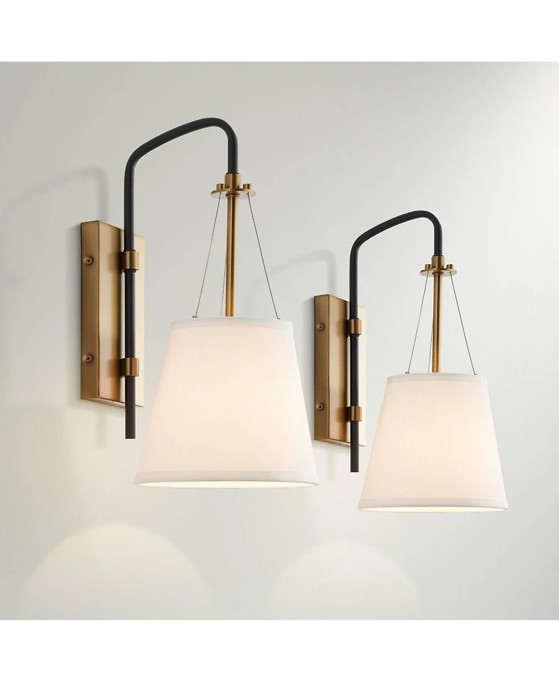Possini Euro Design Crysta 16 3/4" High Modern Wall Sconce Light Lamp Fixture Mount Set of 2 Bedroom Hardwired Warm Brass