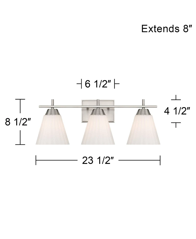 Possini Euro Design Possini Euro Elodie 23 1/2" Wide Brushed Nickel 3-Light Bath Light