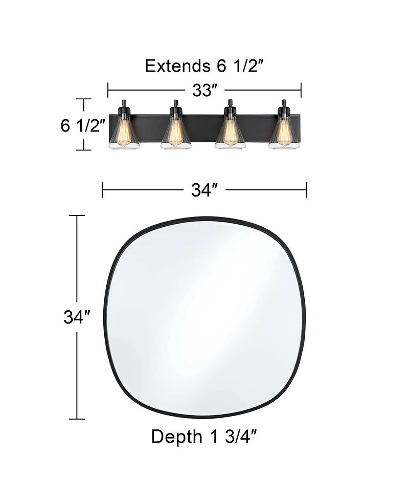 Possini Euro Design Bath Kit: Possini Euro Cindy Bath Light with Uttermost Webster Wall Mirror