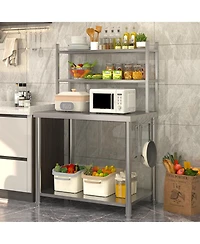 Aecojoy Stainless Steel Table with Shelves Prep Table for Commercial Kitchen Steel Countertop