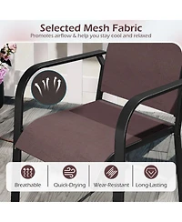 Gouun Stackable Patio Dining Armchairs Set of 6 with Breathable Mesh Fabric