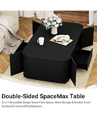 Rainsken 46.5'' Wooden Coffee Table with Fluted Design