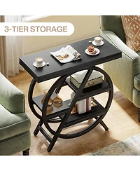 Tribesigns End Table for Living Room, 3-Tier Faux Marble Side Table, Wood Narrow Sofa Modern Nightstand and Bedside Bedroom