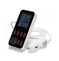 Artudatech 40W 8-Port Car Charger with PD20W Fast Charging and Digital Display