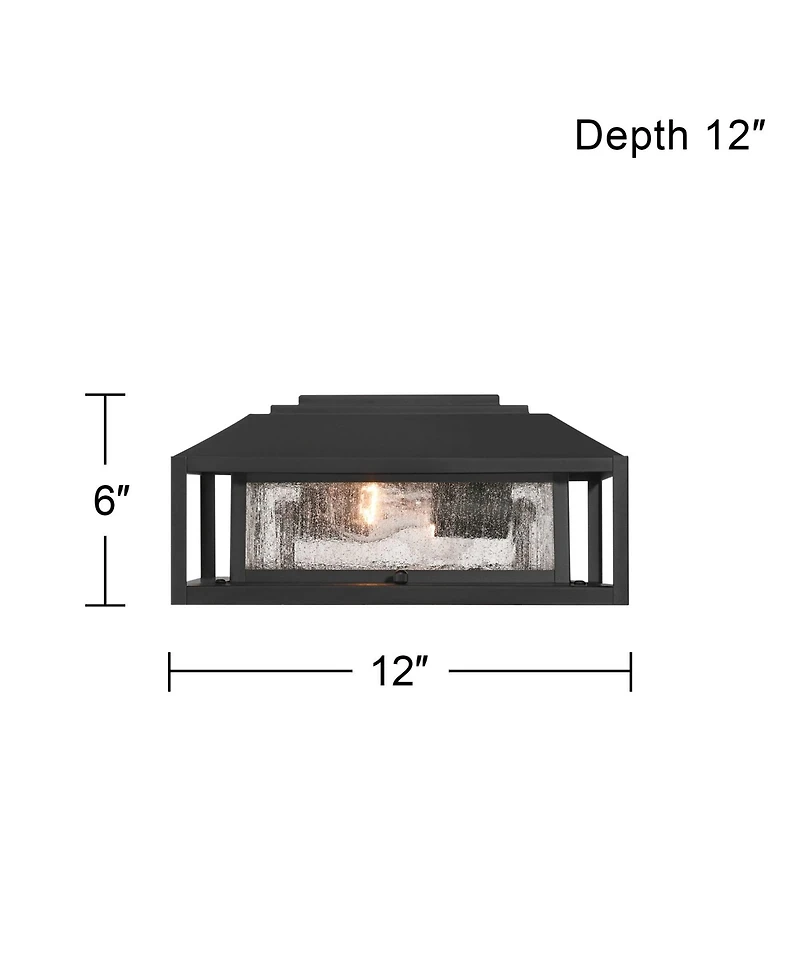 John Timberland Gregor 6" High Modern Outdoor Pier Mount Light Fixture Porch House Exterior Weatherproof Black Seeded Glass Shade
