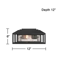 John Timberland Gregor 6" High Modern Outdoor Pier Mount Light Fixture Porch House Exterior Weatherproof Black Seeded Glass Shade