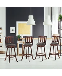 Costway 29.5'' Swivel Bar Stool Leather Padded Dining Kitchen Pub Bistro Chair Low Back