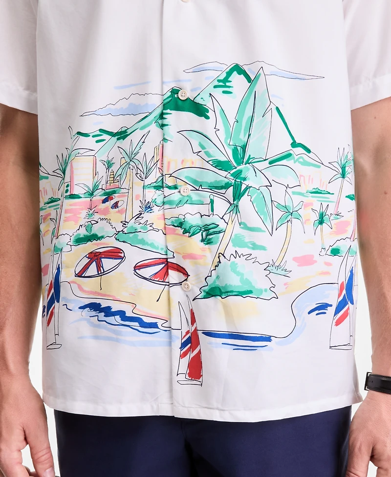 Club Room Men's Camp Collar Scenic Print Short-Sleeve Shirt, Macy's Exclusive