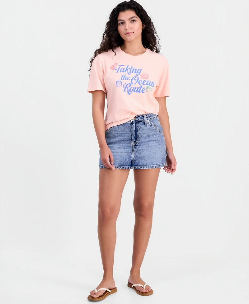 Pretty Rebel Juniors' Ocean Route Graphic Cotton T-Shirt