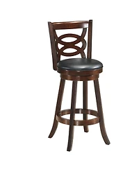 Costway Bar Stools 29'' Height Wooden Swivel Backed Dining Chair Home Kitchen