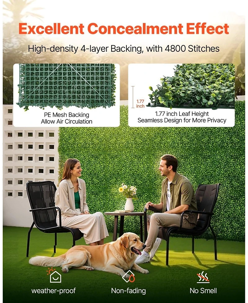Sugift Artificial Grass Wall Panels, Milan Greenery Boxwood for Privacy