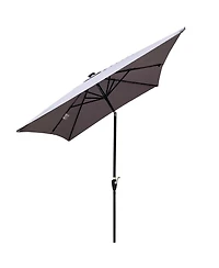 Clihome 10 x 6.5t Rectangular Patio Solar Led Lighted Outdoor Umbrellas with Crank and Push Button Tilt