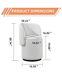 Rainsken 360 Swivel Vanity Chair, Soft Padded Makeup Stool, Multifunctional Dressing Chair with Storage, Free Cat Bed Stool Included