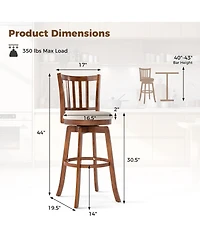 Gymax 30.5'' Swivel Barstools Set of 4 with Backrest and Upholstered Seat Footrest for Pub