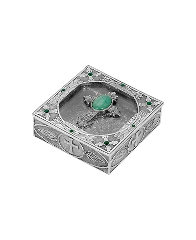 Symbols of Faith Pewter Jade Green Semi Precious Rosary Box