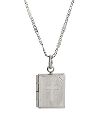Symbols of Faith Silver Tone Baby Cross Locket 15" Necklace