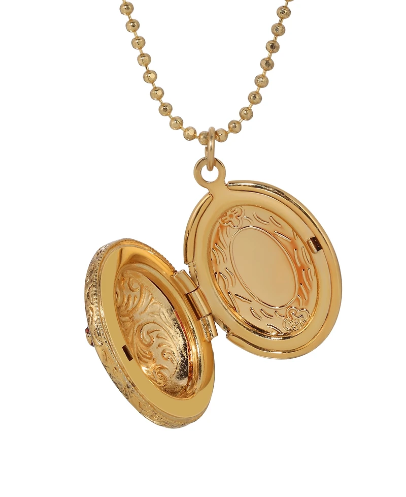 Symbols of Faith Gold-Tone Red Cross Locket 18" Necklace