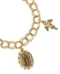 Symbols of Faith Gold Tone Our Lady Of Guadalupe Charm Bracelet