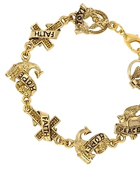 Symbols of Faith Gold Tone Love Peace Hope Faith Bracelet