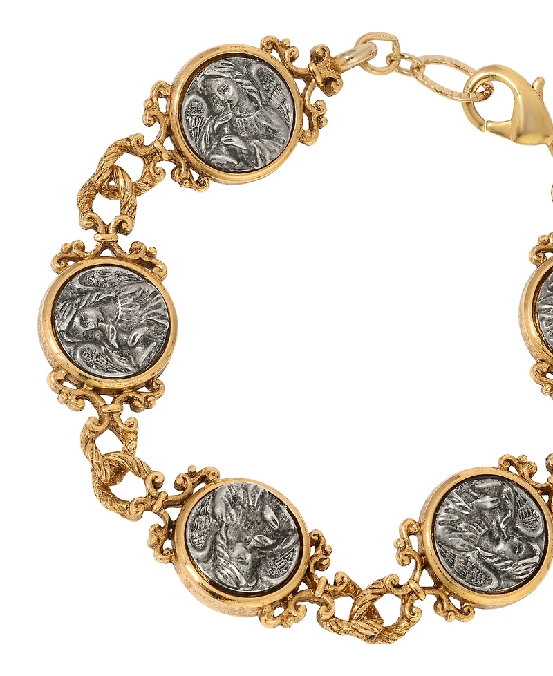 Symbols of Faith Gold Pewter Tone Angel Clasp Bracelet