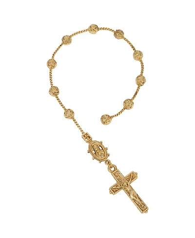 Symbols of Faith Gold Tone Crucifix Hand Rosary