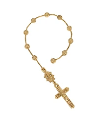 Symbols of Faith Gold Tone Crucifix Hand Rosary