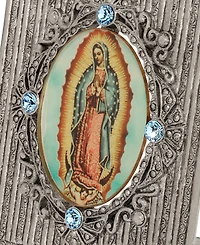 Symbols of Faith Pewter Enamel Our Lady Of Guadalupe Sapphire Cystal Plaque