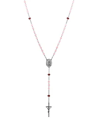Symbols of Faith Silver-Tone Pink Amethyst Bead Our Lady of Guadalupe Rosary