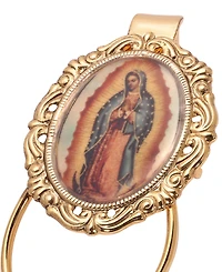 Symbols of Faith Gold Tone Oval Our Lady Of Guadalupe Decal Badge Holder