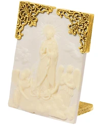 Symbols of Faith 14K Gold Dipped Beige White Mother Mary Plaque